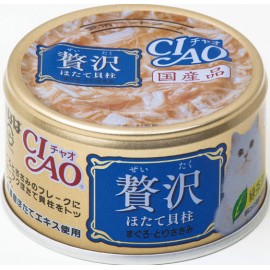 CIAO 贅沢貓罐頭 帶子貝柱・吞拿魚・雞柳  80g A-142 (3罐裝)