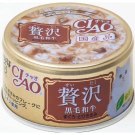 CIAO 贅沢貓罐頭 黑毛和牛・吞拿魚・雞柳  80g A-146 (3罐裝)
